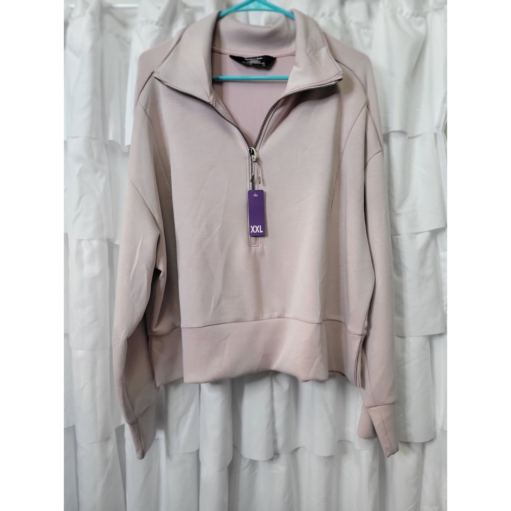 Members Mark Womens Sandwash Half Zip Pullover Mauve Pink Sweatshirt XXL New 632